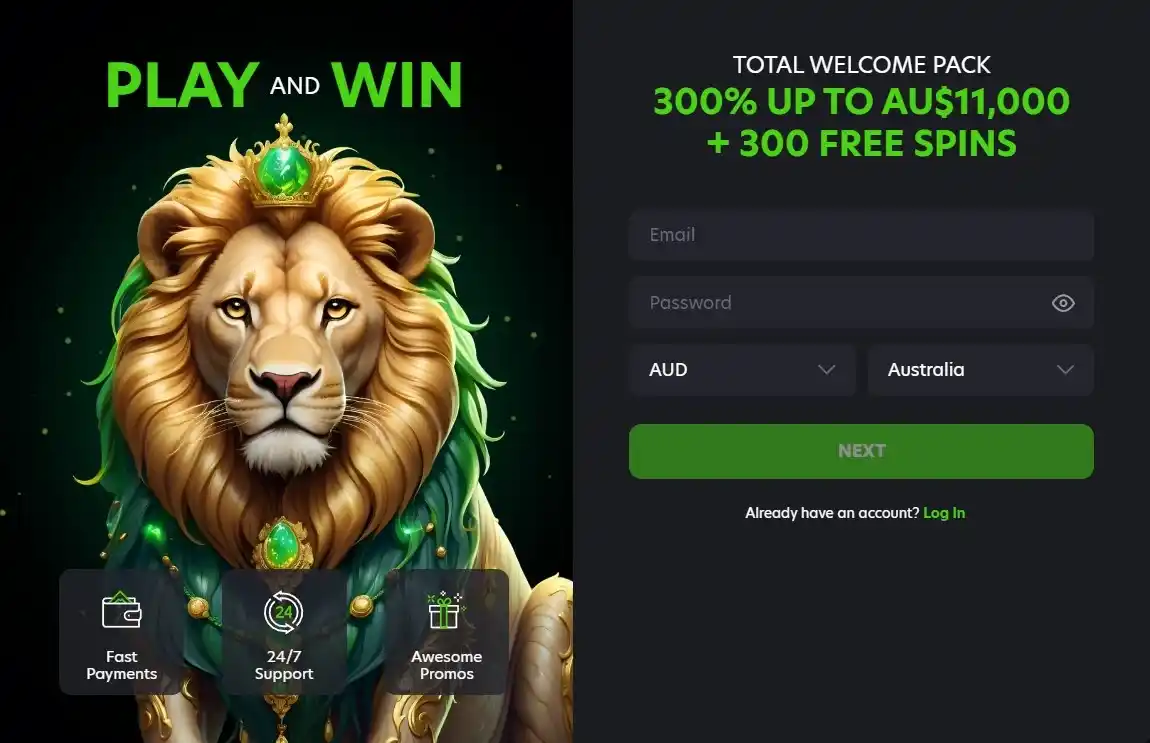 Neospin Casino welcome bonus registration form